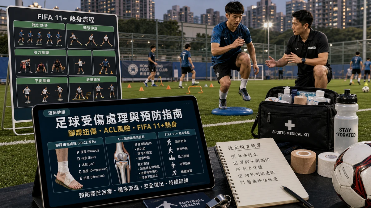 足球受傷處理與預防指南:腳踝扭傷、ACL 風險與 FIFA 11+ 熱身