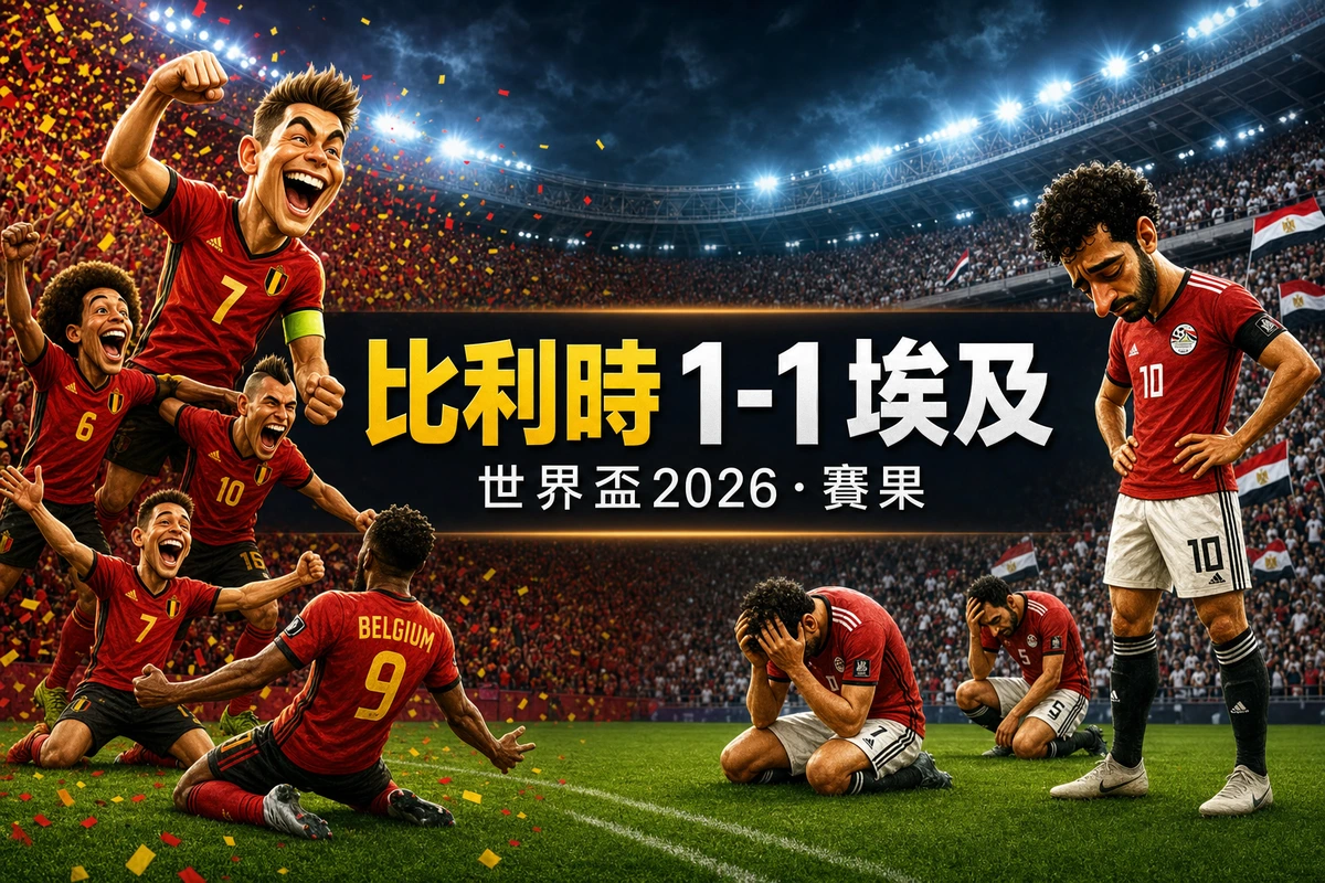 世界盃2026 比利時 1-1 埃及賽果|H組香港時間16/6 03:00 烏龍球扳平逼和