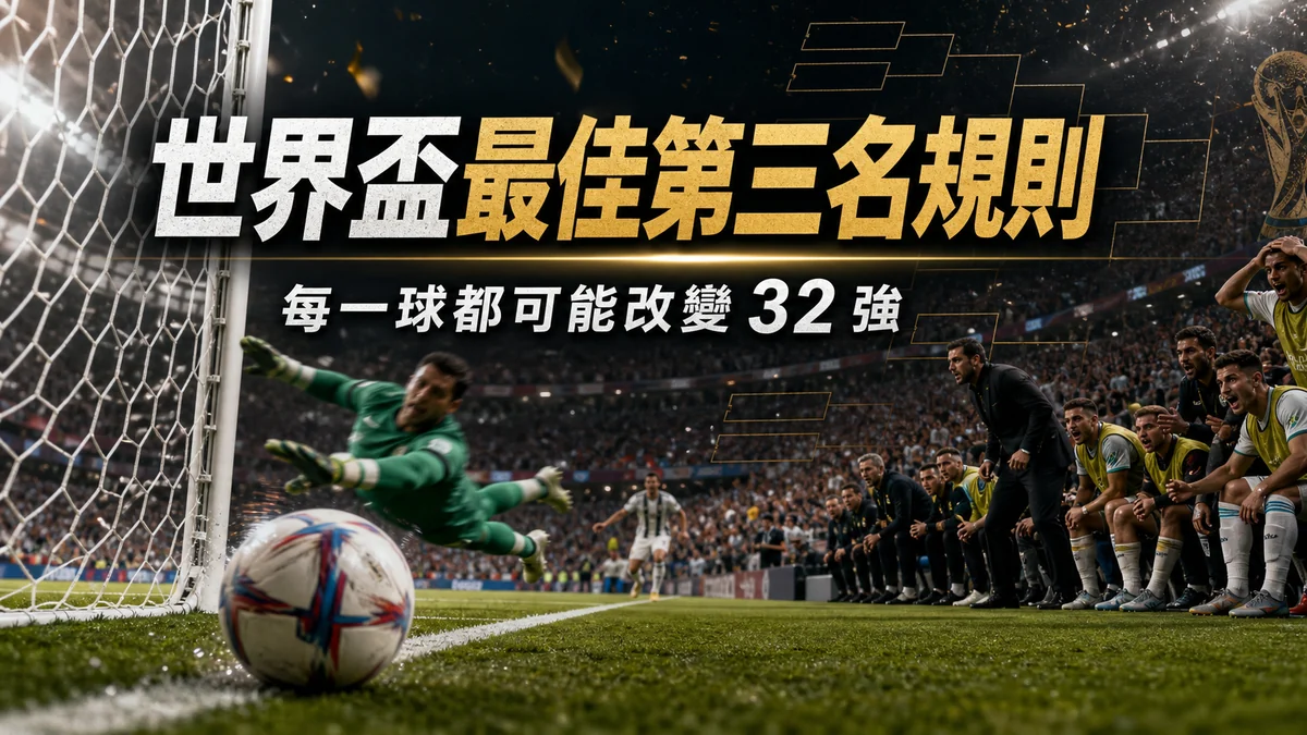 世界盃2026最佳第三名規則:積分、得失球與入球數怎樣決定32強?