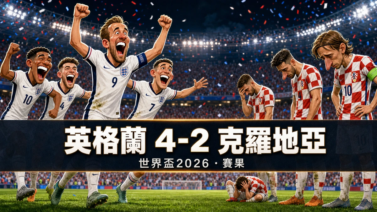 世界盃2026 英格蘭 4-2 克羅地亞賽果|L組香港時間18/6 04:00 簡尼上半場梅開二度