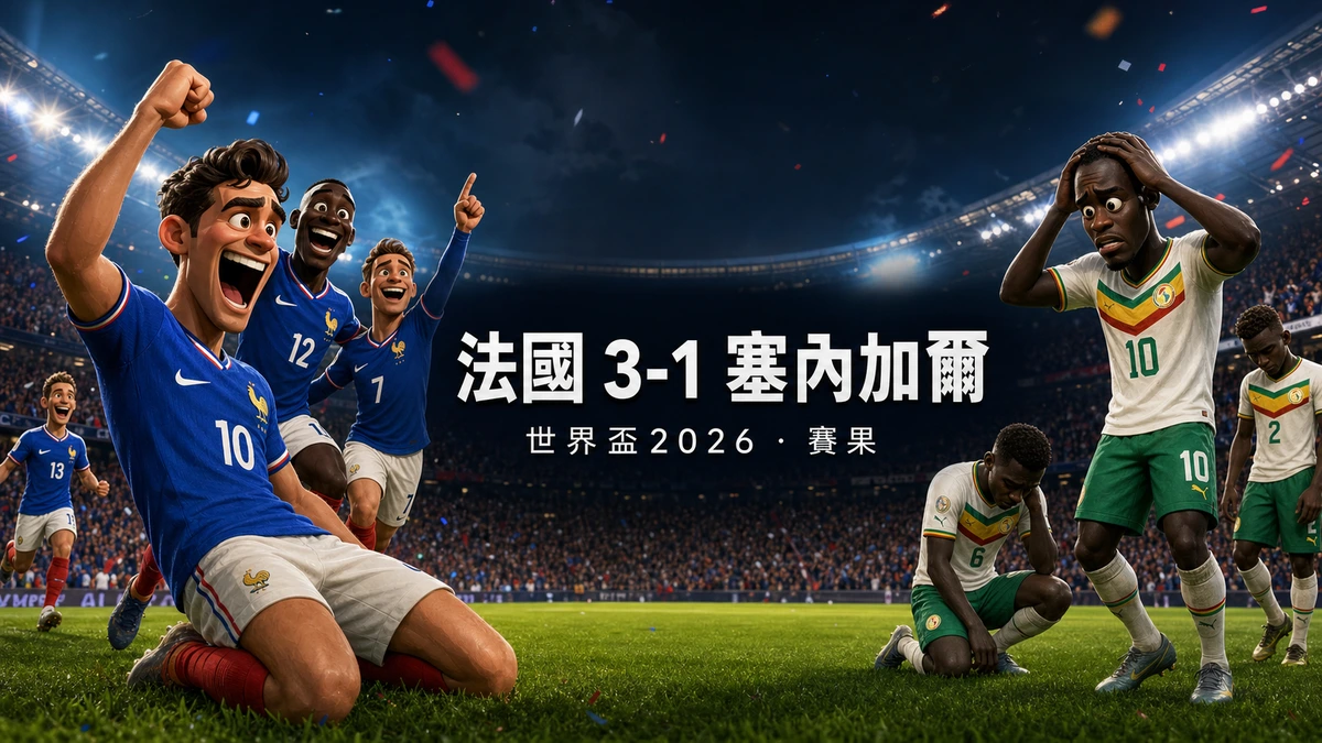 世界盃2026 法國 3-1 塞內加爾賽果|I組香港時間17/6 03:00 麥巴比梅開二度破國家隊紀錄